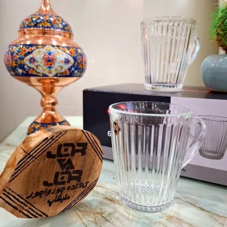 لیوان دسته دار آتن شیاردار 6 عددی کادویی