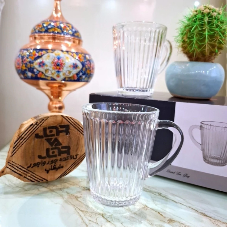 لیوان دسته دار آتن شیاردار 6 عددی کادویی
