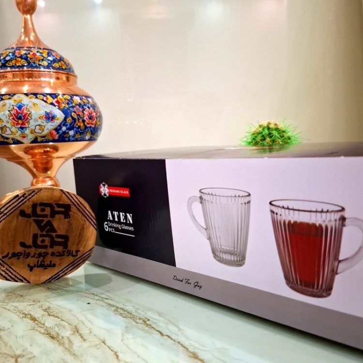 لیوان دسته دار آتن شیاردار 6 عددی کادویی