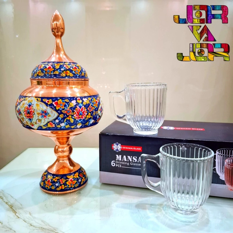 لیوان دسته دار مانسا شیاردار 6 عددی کادویی ارسال رایگان