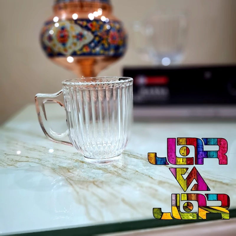 لیوان دسته دار مانسا شیاردار 6 عددی کادویی ارسال رایگان