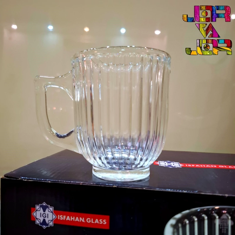 لیوان دسته دار مانسا شیاردار 6 عددی کادویی ارسال رایگان