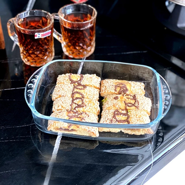 انواع تابه بلور ظرف سرو مرغ ، ماهی ، تنقلات، ژله ، کیک
