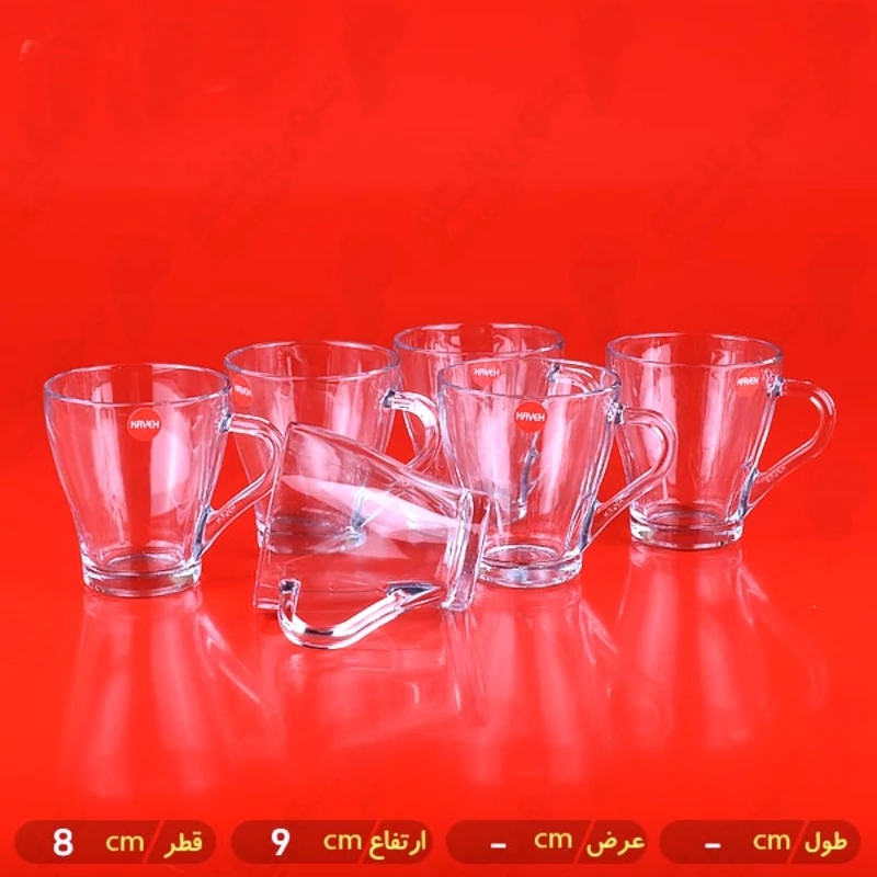 لیوان شلغمی در دو مدل اوچای نوری تازه و فلورانس کاوه سفید شفاف 6 عددی