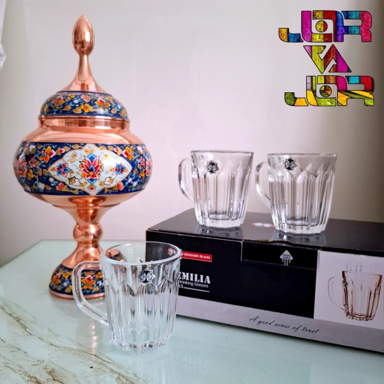 استکان امیلیا دسته دار 6 عددی ارسال رایگان