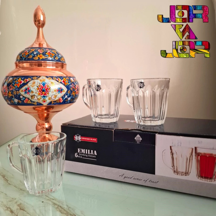 استکان امیلیا دسته دار 6 عددی ارسال رایگان