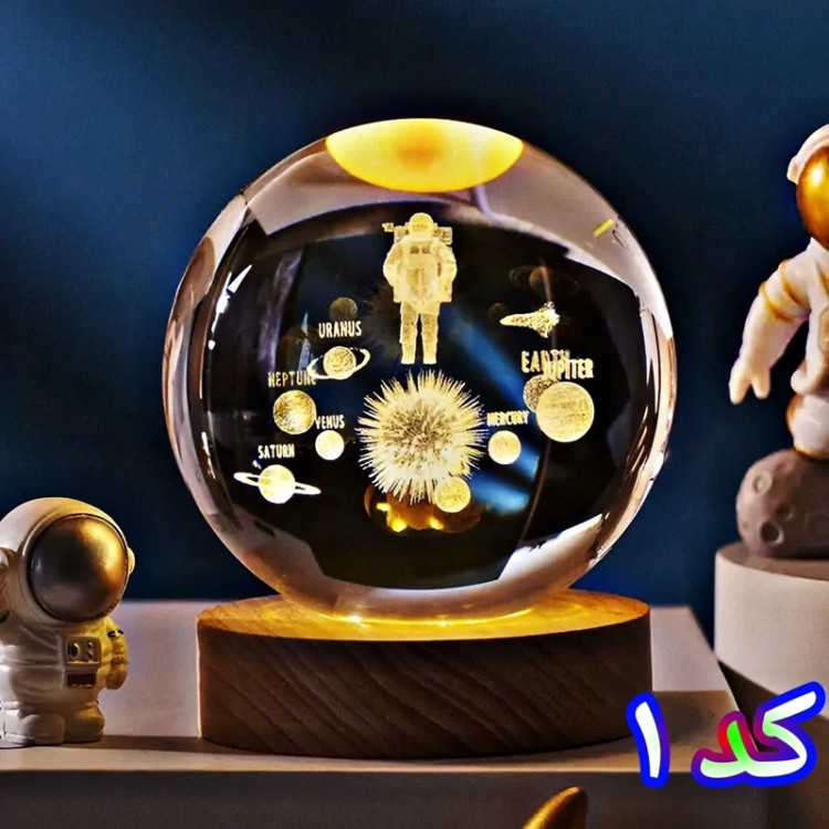 گوی کریستالی سایز 8 ارسال رایگان طرحهای جذاب پایه چوبی - شب چراغ چراغ خواب فضانورد