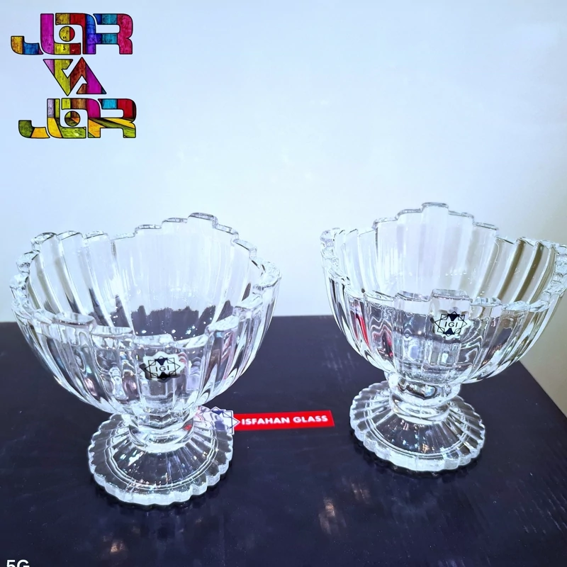 کاسه پایه دار بستنی خوری برلین ارسال رایگان آجیل خوری دسر خوری سفید بلور اصفهان سفارشی