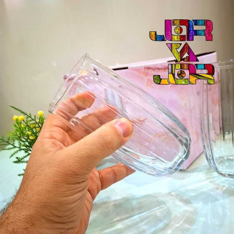 لیوان لوکس سیلوان خوش فرم 6 عددی ساچی سفید و شفاف پنجره