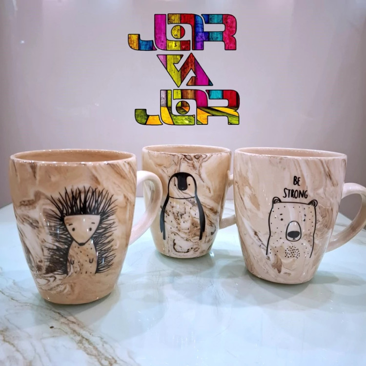 ماگ طرح ماربل حیوانات جنگلی اندازه متوسط با رنگ ثابت با ضمانت 2 هفته ای