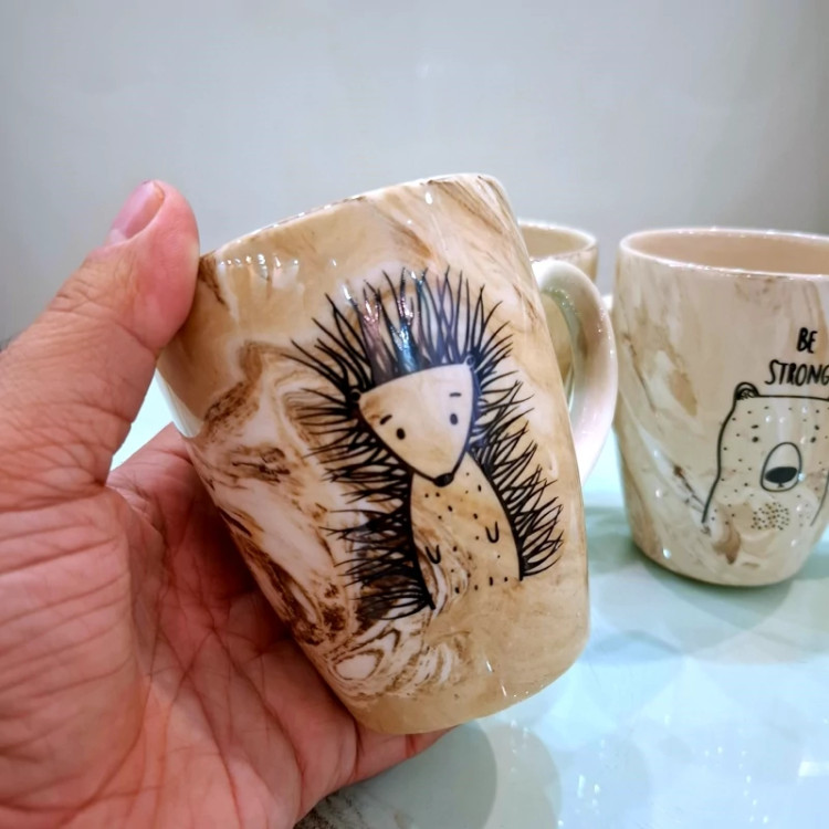 ماگ طرح ماربل حیوانات جنگلی اندازه متوسط با رنگ ثابت با ضمانت 2 هفته ای