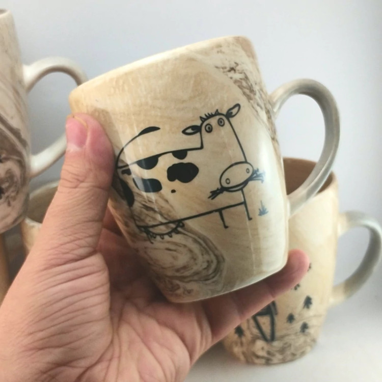 ماگ طرح ماربل حیوانات جنگلی اندازه متوسط با رنگ ثابت با ضمانت 2 هفته ای