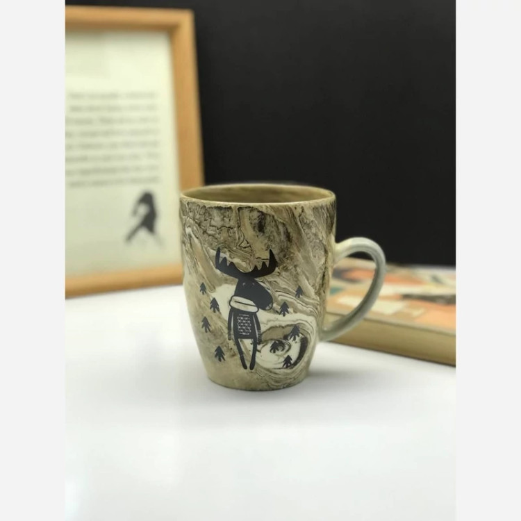 ماگ طرح ماربل حیوانات جنگلی اندازه متوسط با رنگ ثابت با ضمانت 2 هفته ای