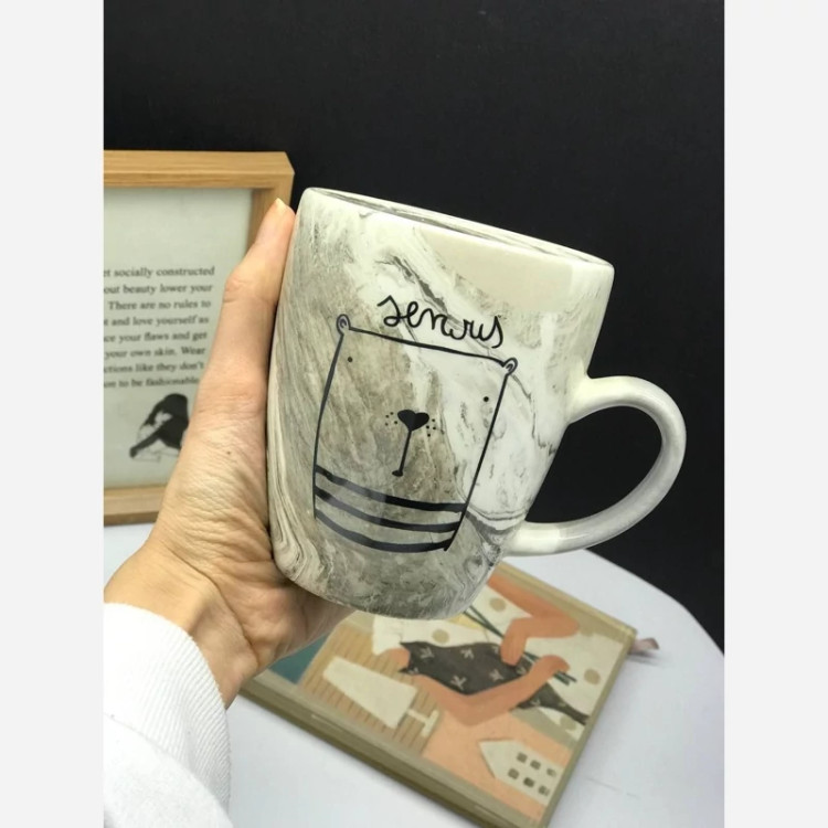 ماگ طرح ماربل حیوانات جنگلی اندازه متوسط با رنگ ثابت با ضمانت 2 هفته ای
