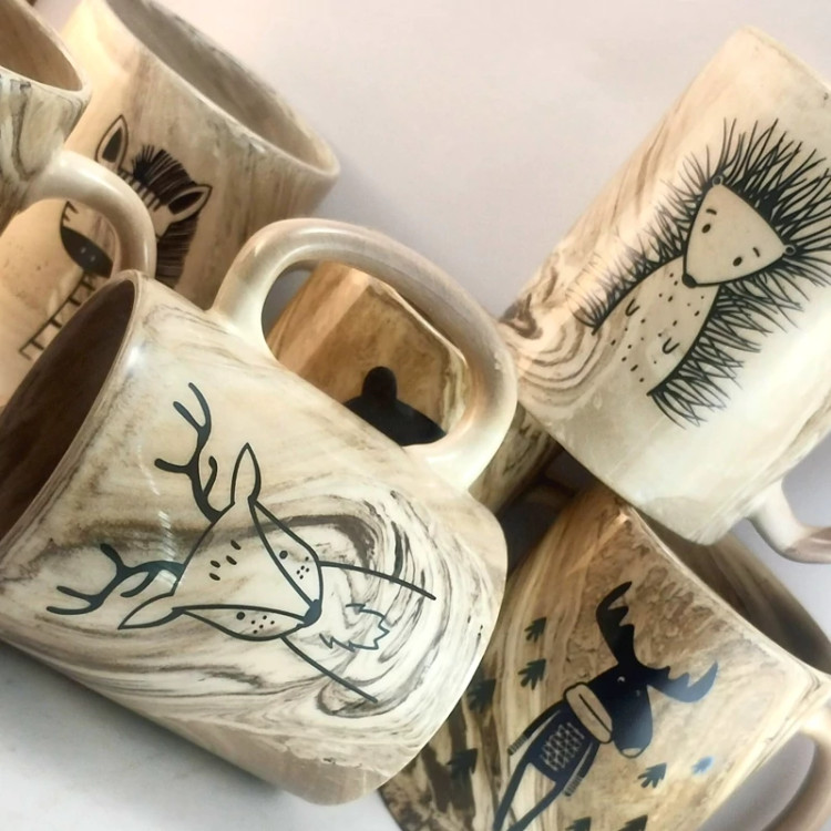 ماگ ماربل طرح حیوانات جنگلی رنگ ثابت درجه یک با ضمانت