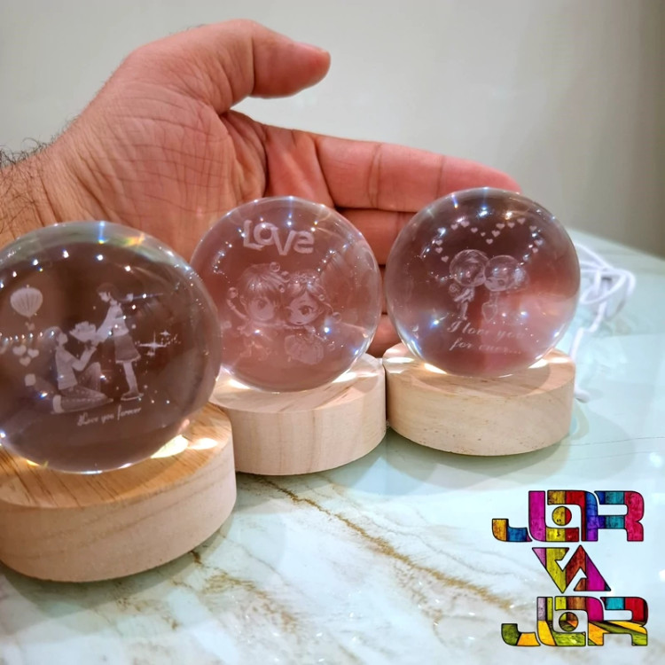 گوی کریستالی سایز 6 ارسال رایگان طرحهای جذاب پایه چوبی - شب چراغ چراغ خواب