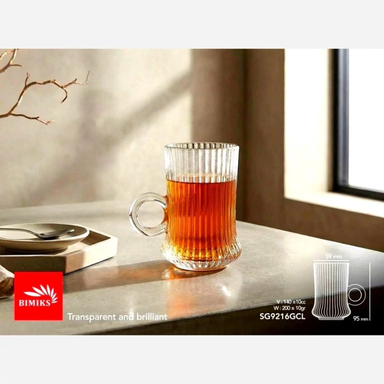 نیم لیوان دسته دار پریمو بیمیکس سفید شفاف 6 عددی