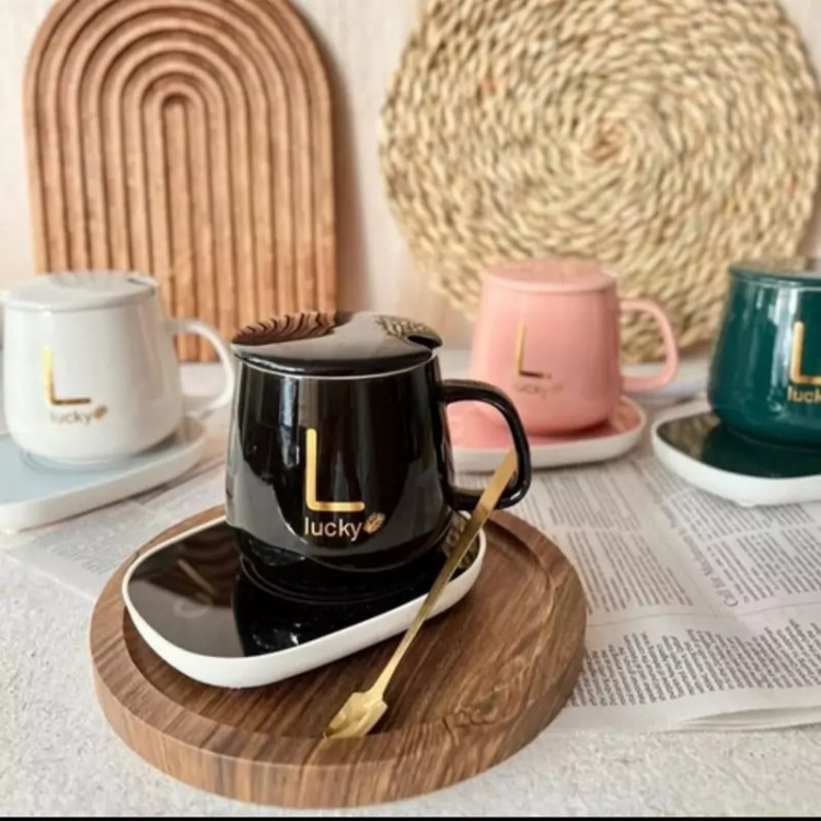 ماگ هیتر حرارتی سرامیکی لاکی Lucky رنگ مشکی ماگ سرامیکی حرارتی Lucky رنگ Black