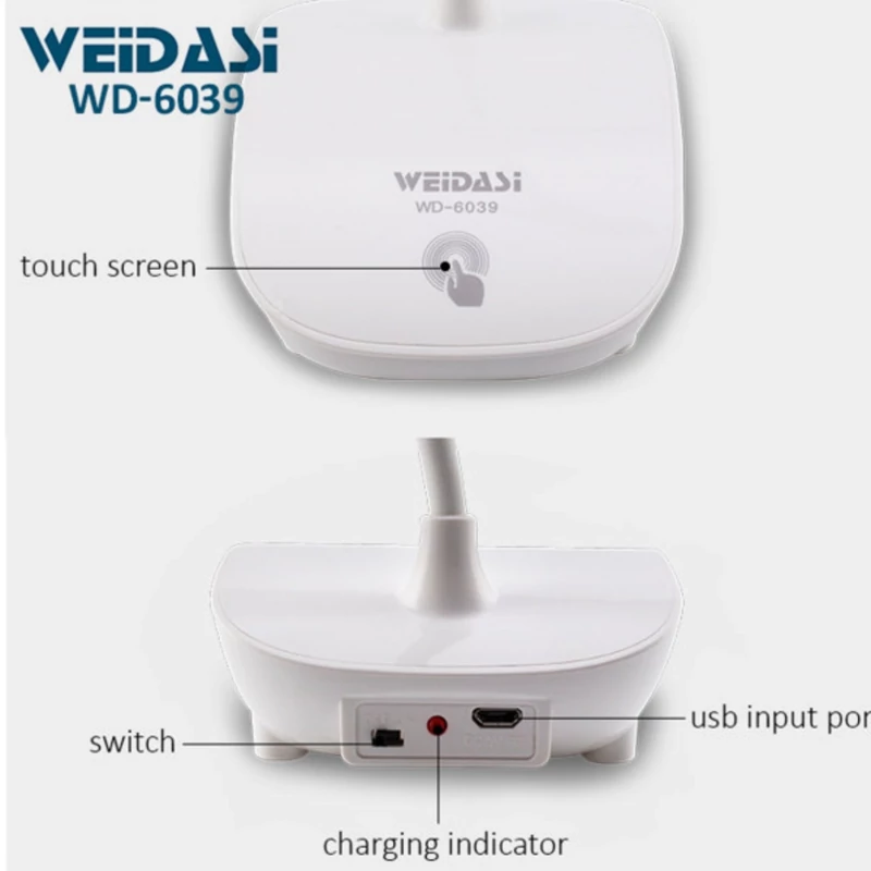 چراغ مطالعه شارژی ال ای دی ویداسی مدل WD-6039 چراغ مطالعه کم مصرف