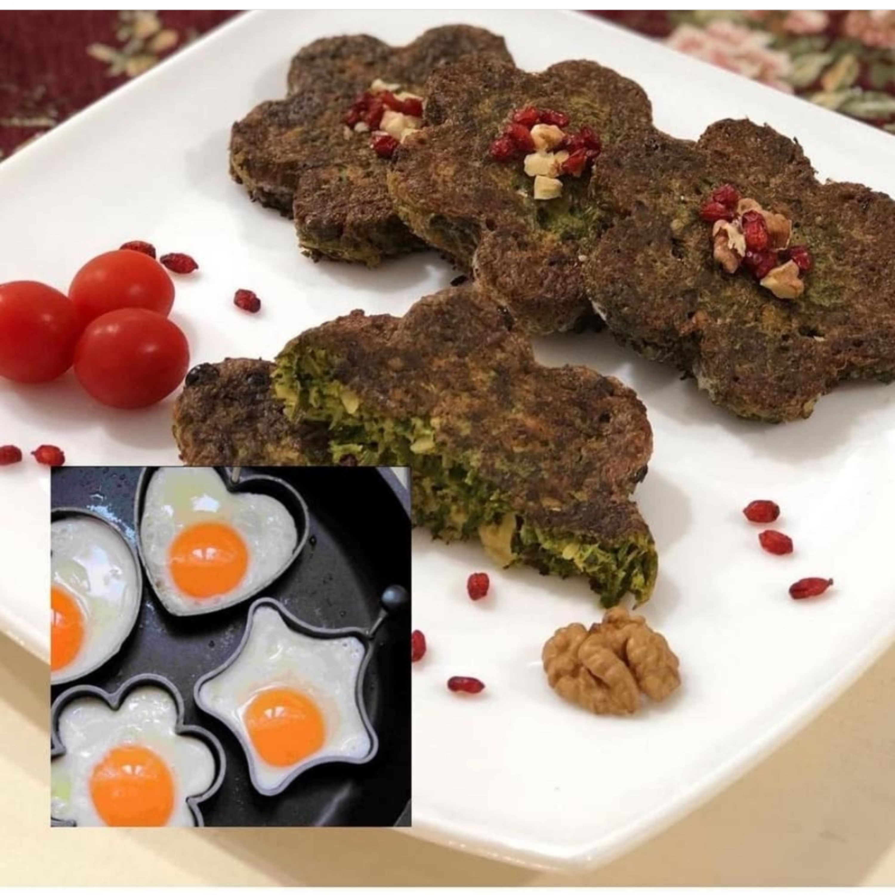 قالب کوکو کتلت وتخم مرغ ست 2عددی تفلون(قلب و گل)