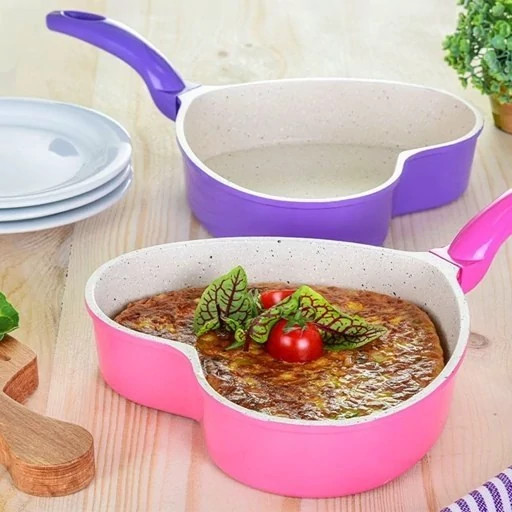 تابه قلبی تک دسته گرانیتی عروس سایز20 برند نایس مناسب کودک،نوزاد( تابه تک دسته برند اکو) تابه فانتزی