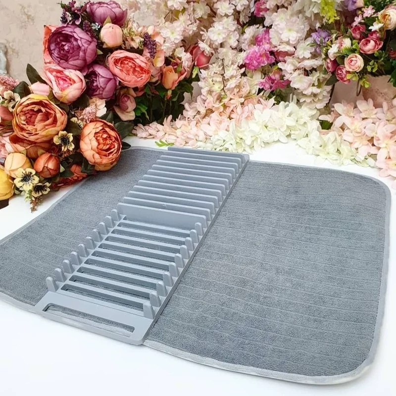 نمگیر استند دار رایکا ظروف آبچکان نمگیر حوله ای پارچه ای(عکس ها با دقت دیده شود)مدل رایکا رنگ مورد نظر را انتخاب کنید