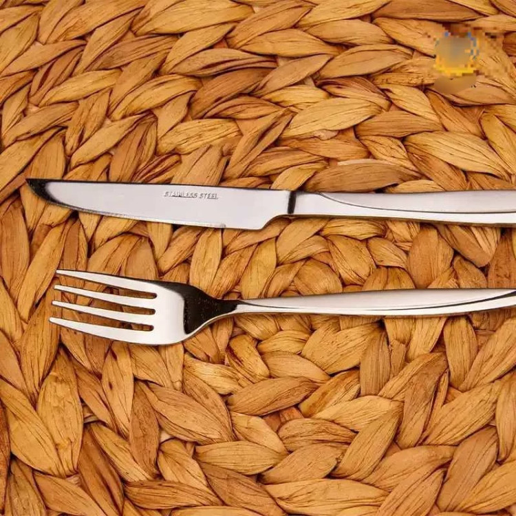 کارد و چنگال پذیرایی یونیک آلمان حک شده (6چاقو کارد میوه6 چنگال پذیرایی)طرح خط دار دسته یک تکه استیل.کارد چنگال جعبه ای