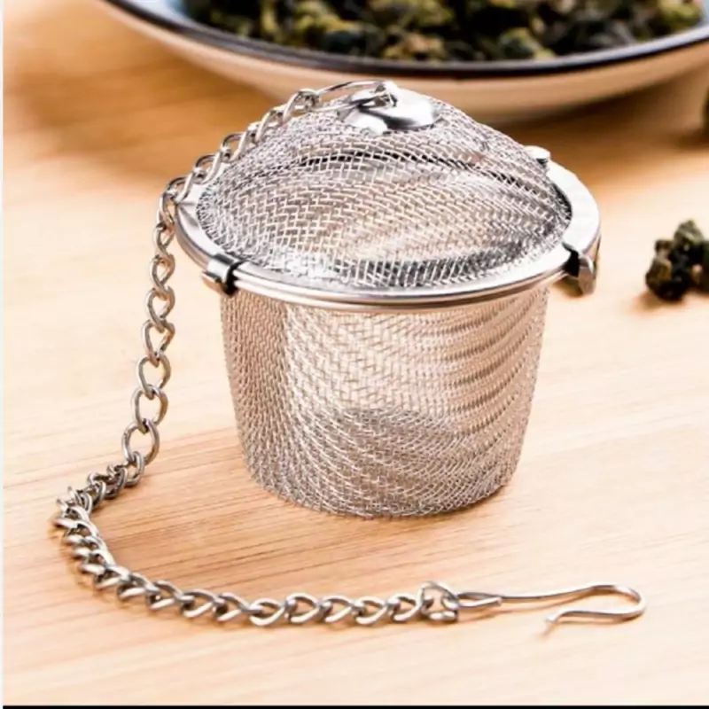 صافی دمنوش چای صاف کن زنجیری قفل شونده توپی(صافی چای استیل)تفاله گیر استوانه قفل شو سایز بزرگ