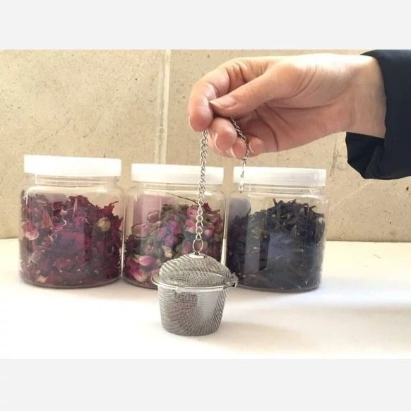 صافی دمنوش چای صاف کن زنجیری قفل شونده توپی(صافی چای استیل)تفاله گیر استوانه قفل شو سایز بزرگ