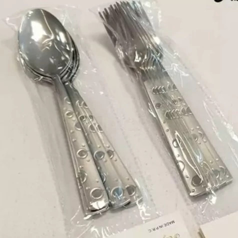 قاشق چنگال طرح توپی استیل ضخیم (پک کامل12 پارچه شامل 6قاشق 6چنگال)