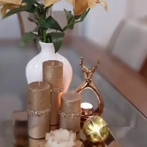 جا وارمر گوزن دکوری سرامیکی طلایی آبکاری pvd ارتفاع15cm
