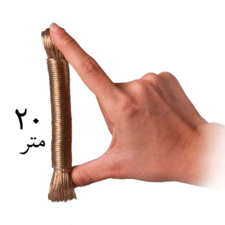 طناب بند رخت فلزی 20متری با روکش لاستیکی(سیم بکسل ریز بافته شده) قلاب دار- طناب سیمی بیست متری