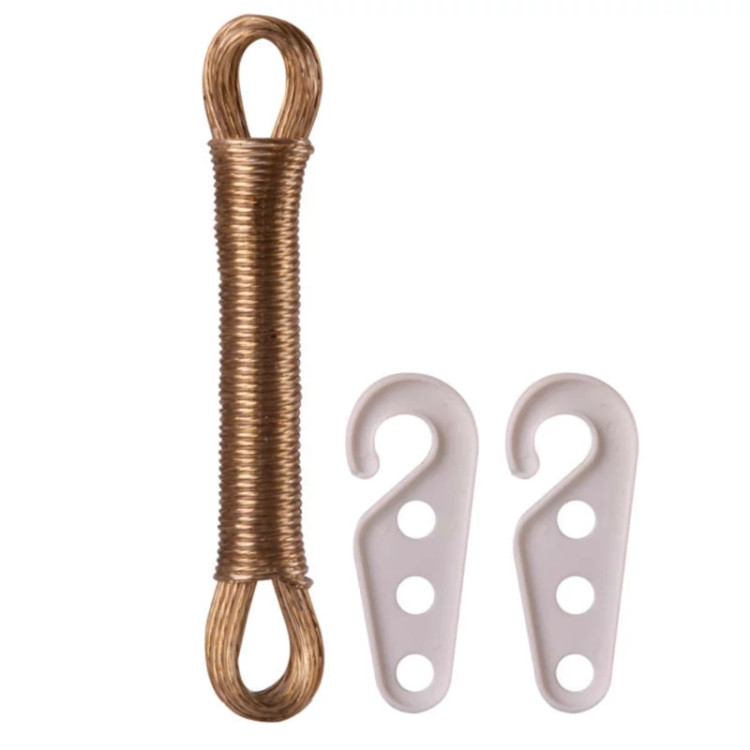 طناب بند رخت فلزی 20متری با روکش لاستیکی(سیم بکسل ریز بافته شده) قلاب دار- طناب سیمی بیست متری