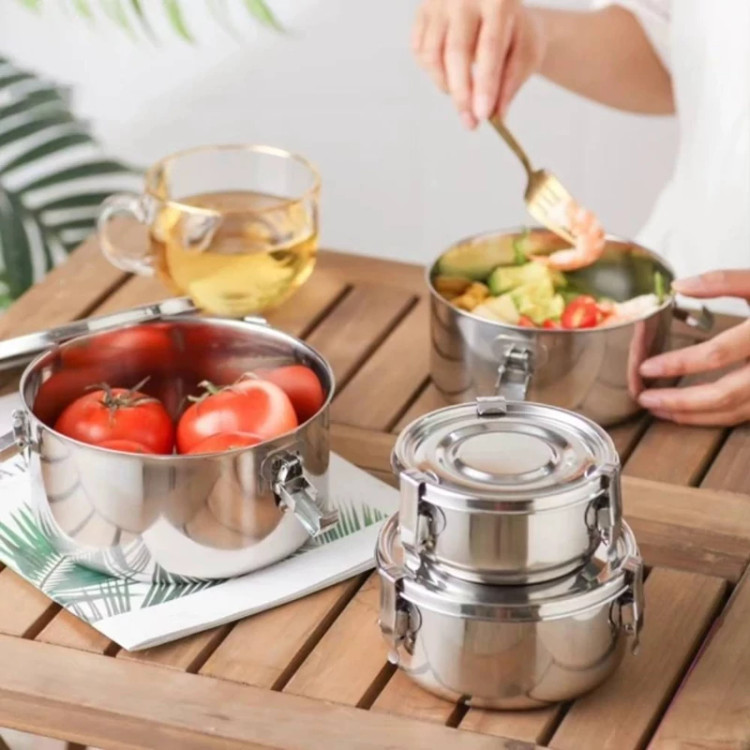 ظرف غذا ناهاربری 3سایز یونیک استیل قفل دار (استیل نگیر وارداتی)