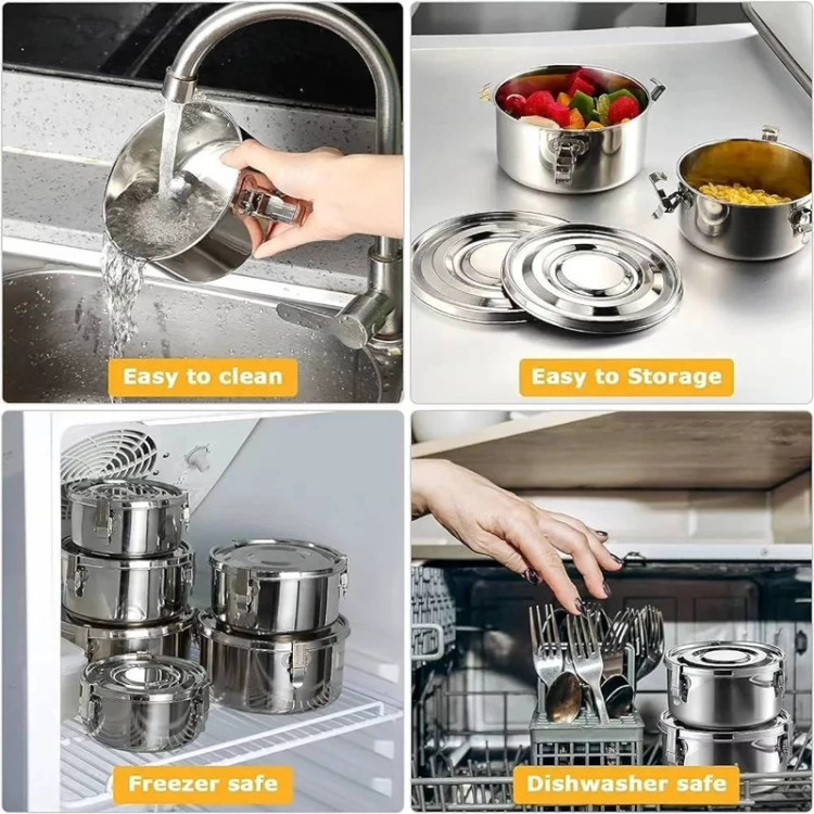 ظرف غذا ناهاربری 3سایز یونیک استیل قفل دار (استیل نگیر وارداتی)