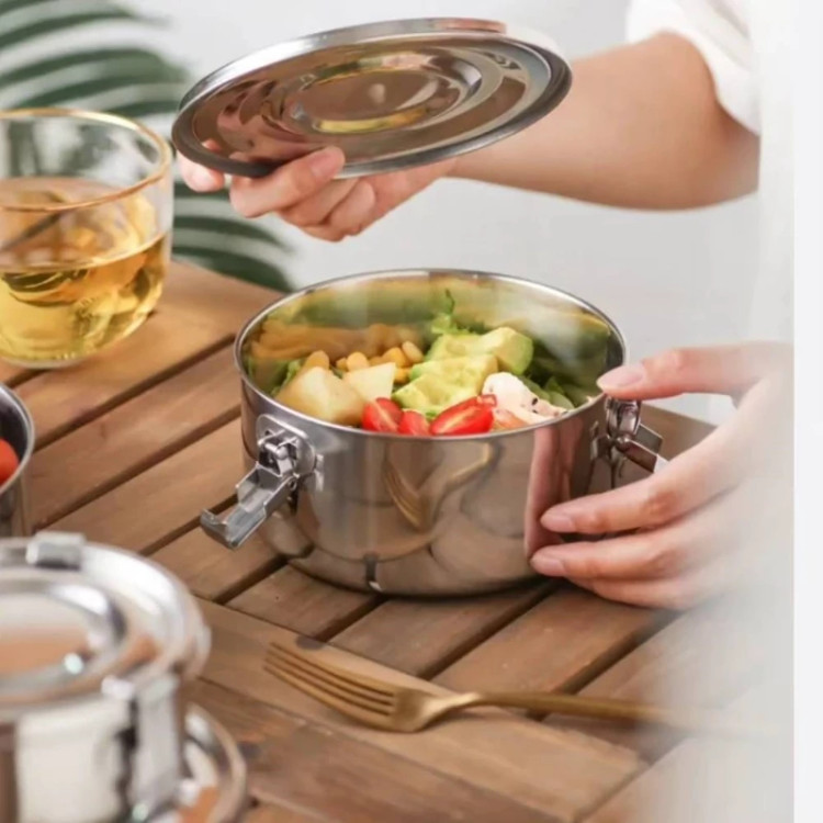 ظرف غذا ناهاربری 3سایز یونیک استیل قفل دار (استیل نگیر وارداتی)