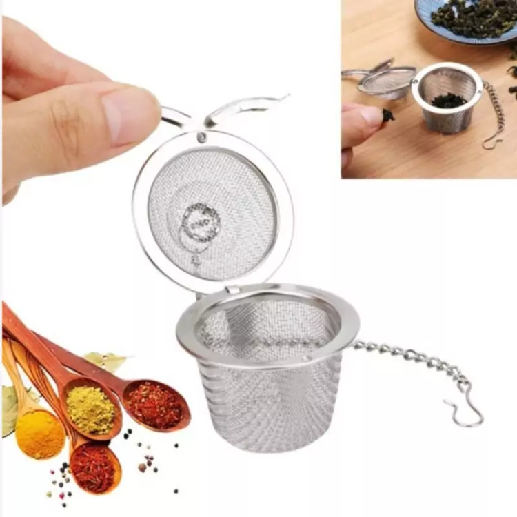 صافی دمنوش چای صاف کن زنجیری قفل شونده توپی(صافی چای استیل)تفاله گیر استوانه قفل شو سایز کوچک