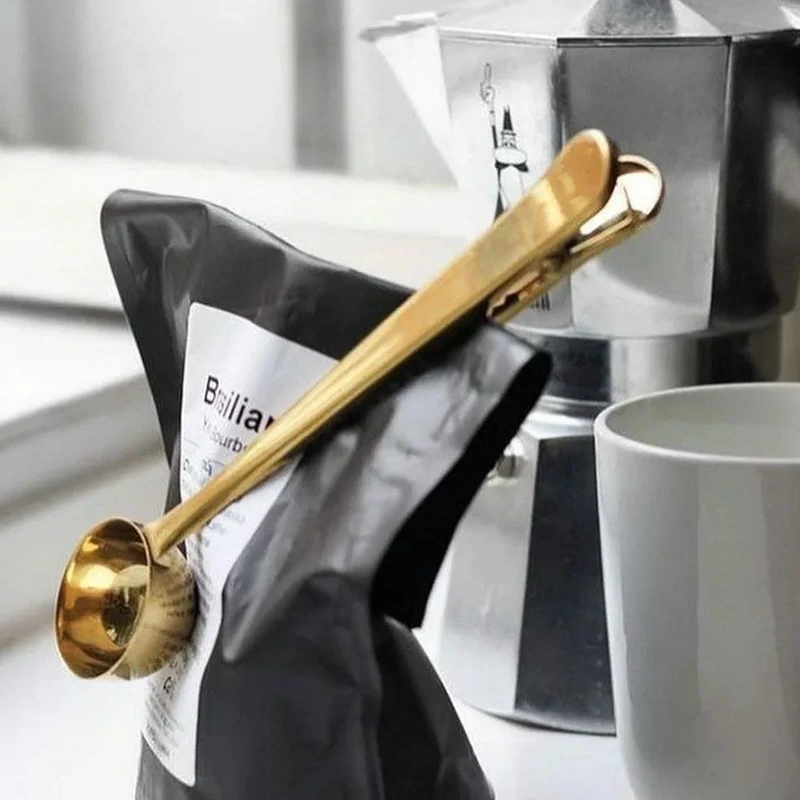 پیمانه گیره داره قهوه استیل طلایی(اسکوپ قهوه) اسکوپ بستنی و میوه