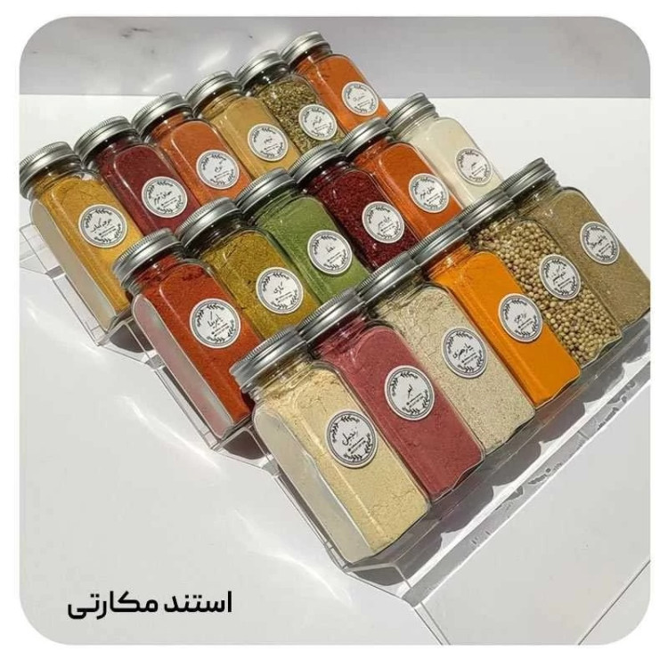 جا ادویه مکارتی ست6عددی چهارگوش همراه نمکپاش درب کانتینری در 3سایز مختلف(سایز موردنظر و تعداد درپوش را انتخاب کنید)