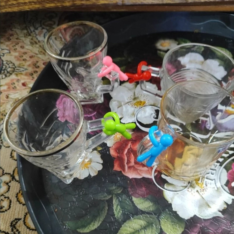آدمک نشانگر لیوان 6 عددی(نشانگر روی دسته لیوان)نشانگر لیوان شخصی و بهداشت شخصی