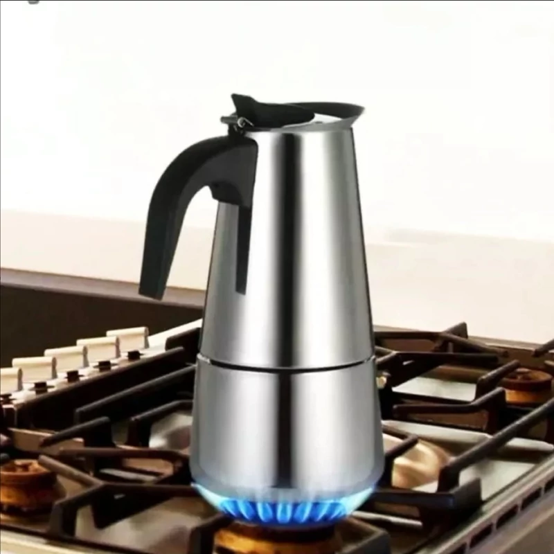 موکاپات 6 کاپ استیل اسپرسو ساز روگازی(قهوه جوش دستی)اسپرسو میکرEspresso maker موکاپات 6نفره