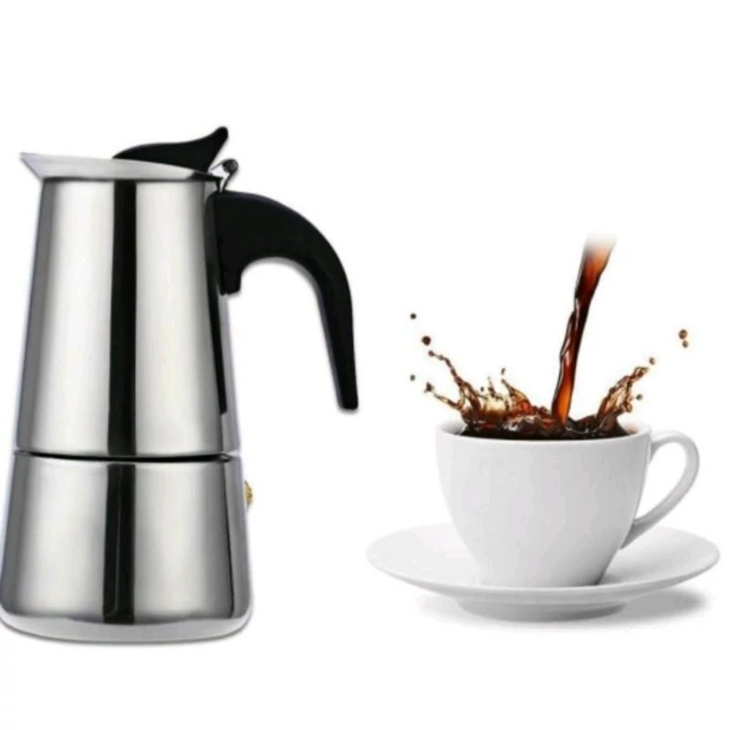 موکاپات 2 کاپ استیل اسپرسو ساز روگازی(قهوه جوش دستی)اسپرسو میکرEspresso maker موکاپات 2 نفره