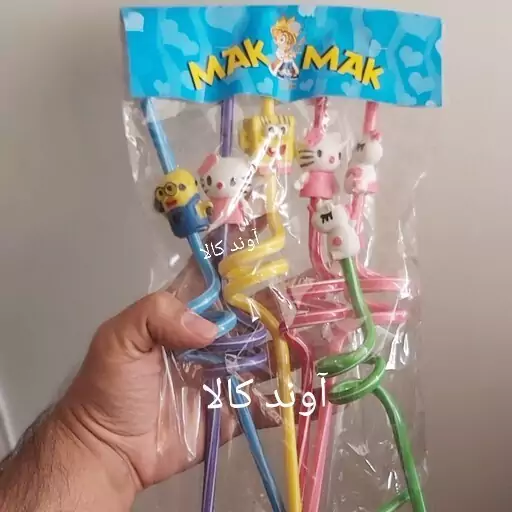 نی شربت عروسکی طرح پیچی رنگی ایرانی6 تایی (هربسته 6عدد)