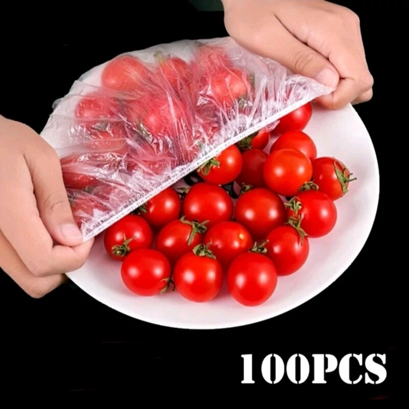 کاور نایلونی غذا بسته 100عددی خارجی تدی(کاور سلفون کشدار تِدی)درپوش کاور پلاستیکی همه کاره