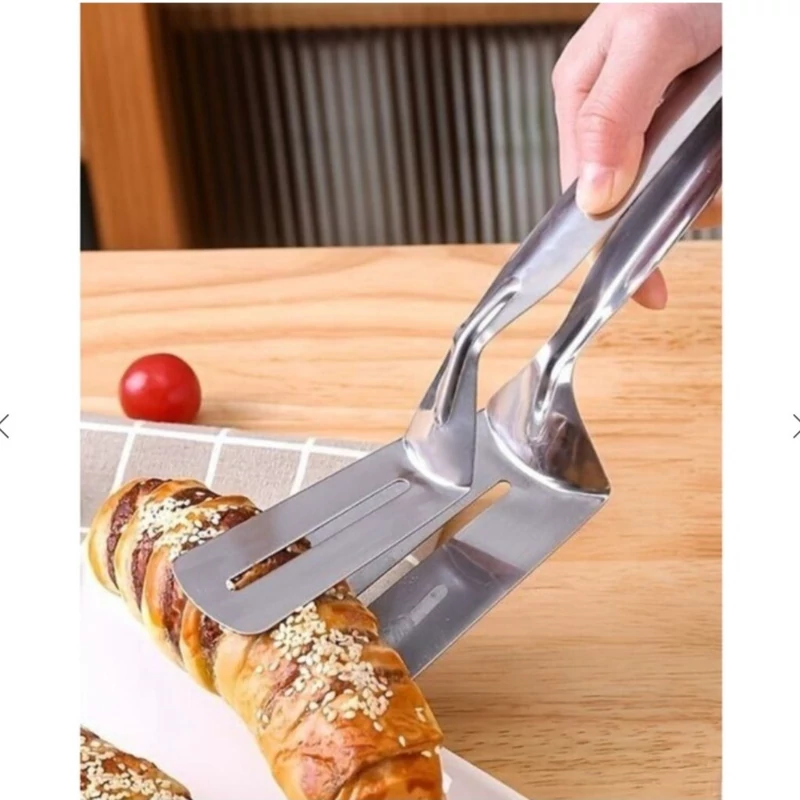 کفگیر سرخ کن روغن گیر انبری استیل ماهی همه کاره(انبر کتلت سایز کوچک)انبر کوکو