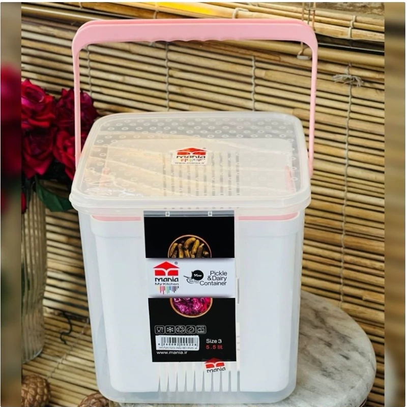 ظرف نگهدارنده بزرگ سایز3 زیتون پنیر خیارشور ترشی سبددار 5.5 لیتر برند مانیا(تکی) 5500ml ظرف لبنیات(به ابعاد دقت شود
