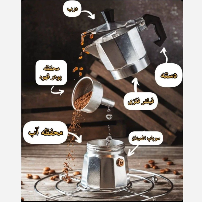 موکاپات تک کاپ اسپرسو ساز روگازی(قهوه جوش دستی 1 کاپ، قهوه ساز دستی) تک نفره