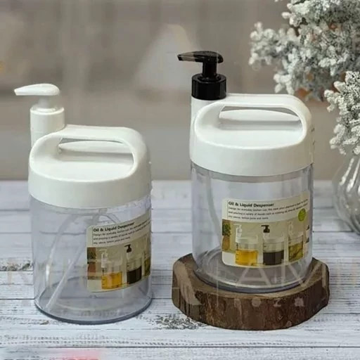 ظرف روغن ریز پمپی 1 لیتر مناسب انواع روغن زیتون روغن کنجد سرکه و مایعات .بطری روغن