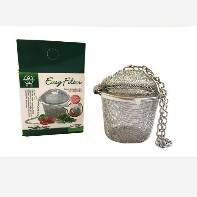 صافی دمنوش چای صاف کن زنجیری قفل شونده توپی(صافی چای استیل)تفاله گیر استوانه قفل شو سایز متوسط