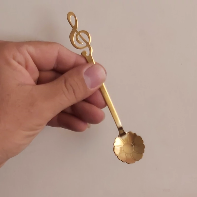 قاشق پذیرایی دسر، شربت و چایخوری طلایی ملودی(6تایی) قاشق چایخوری طرح گل .